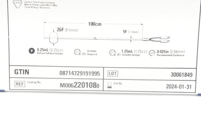 Boston Scientific 220108 Occluder Occlusion Balloon Catheter 26F x 100cm (x)